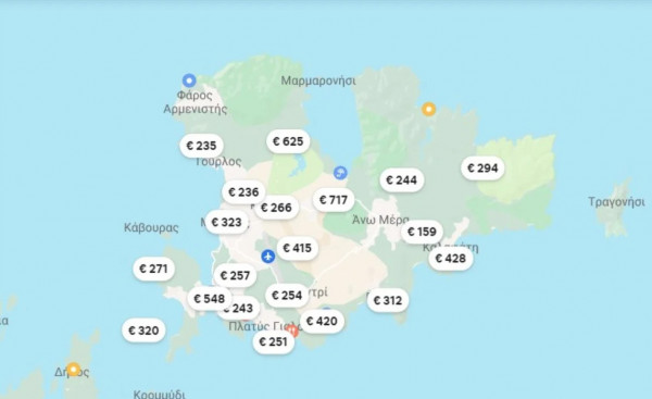 τιμες ελληνικα νησια 