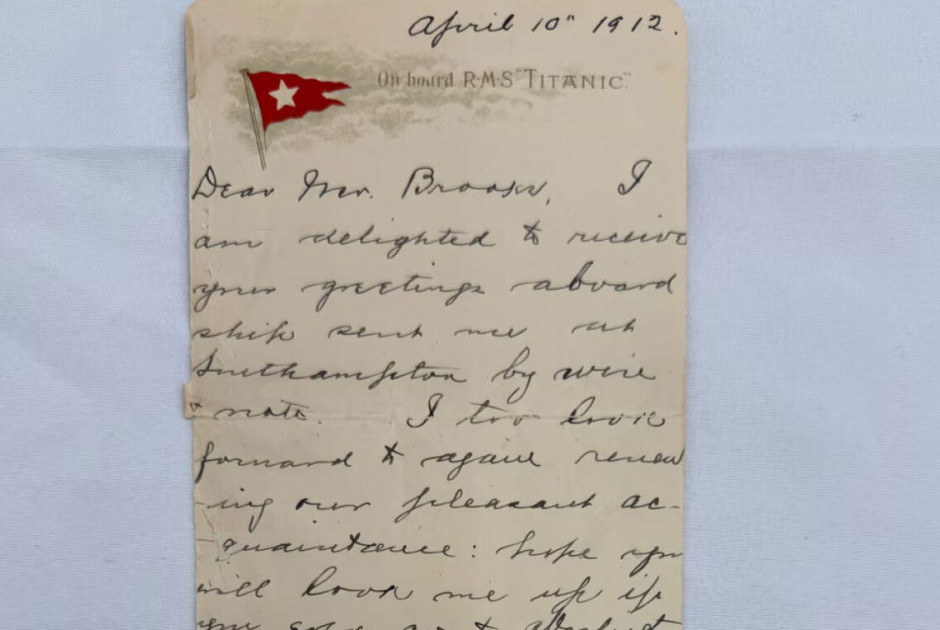 Ιστορική επιστολή του Τιτανικού - «Θα περιμένω το τέλος του ταξιδιού, για να κρίνω...»