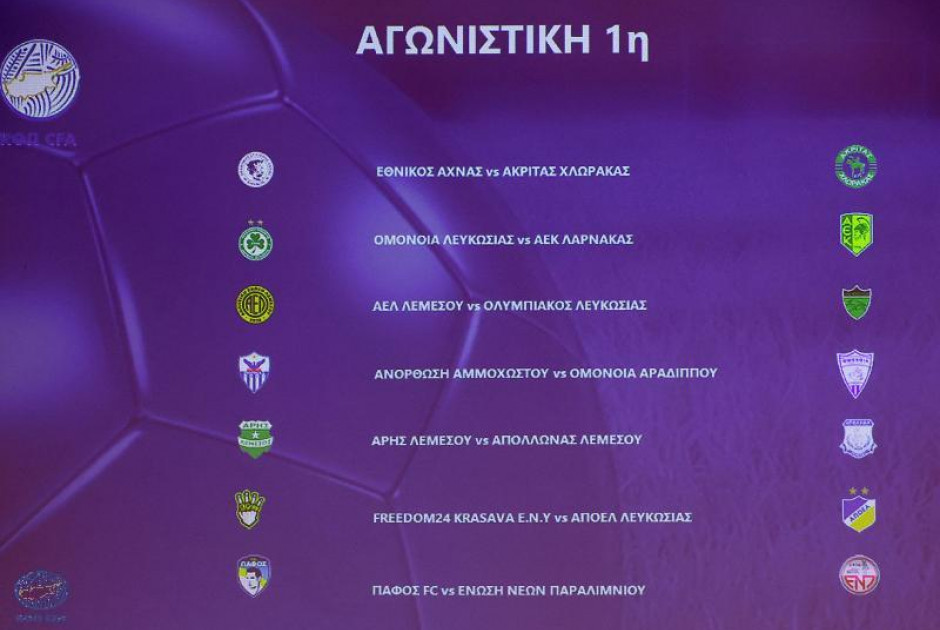 Το πρόγραμμα της 1ης αγωνιστικής της Cyprus League by Stoiximan- ΔΥΟ αναβολές