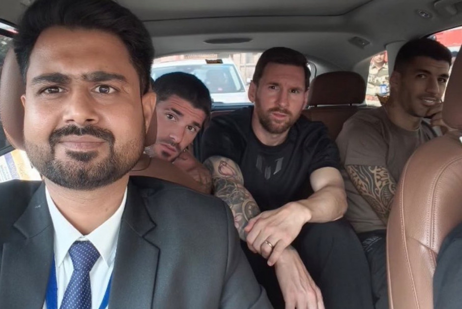 ΦΩΤΟΓΡΑΦΙΑ ΕΠΟΣ: Μέσι, Σουάρες και Ντε Πολ στριμωγμένοι στο πίσω κάθισμα αυτοκινήτου